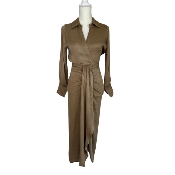 Karina Grimaldi Willow Midi Dress in Mocha X-Small New Womens Silk Cut out - Picture 4 of 9